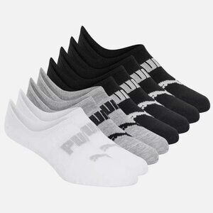 PUMA Women's No Show Sneaker Socks Black/White/Grey , 5-9.5 Shoe Size, 8 Pairs